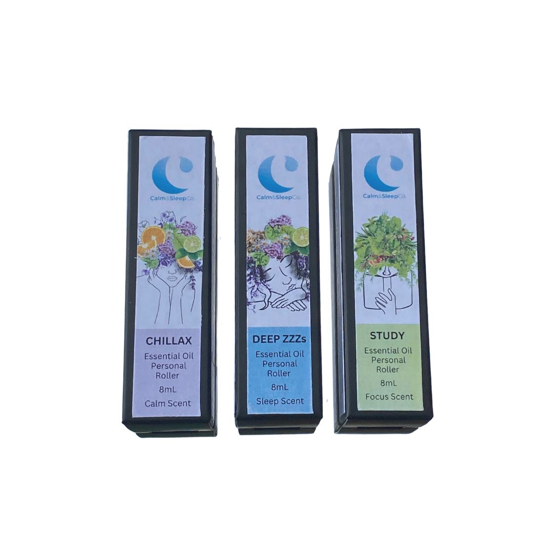 Personal Roller Pack - Sleep, Calm and Study - Essential Oil Blends - 8mls x 3
